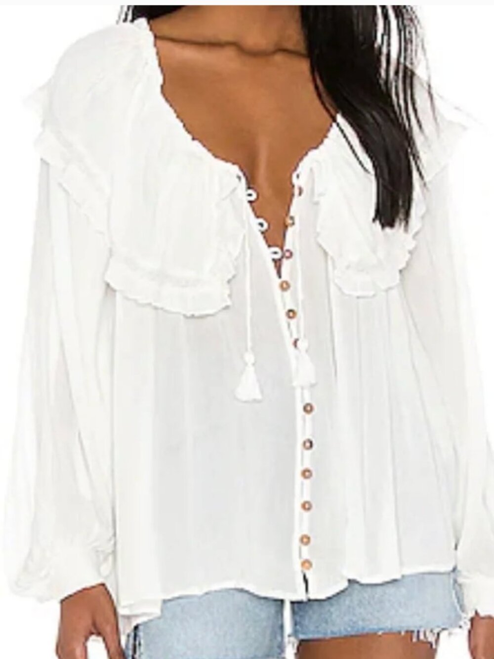 Free People Sunrise Shirt, size M, ivory